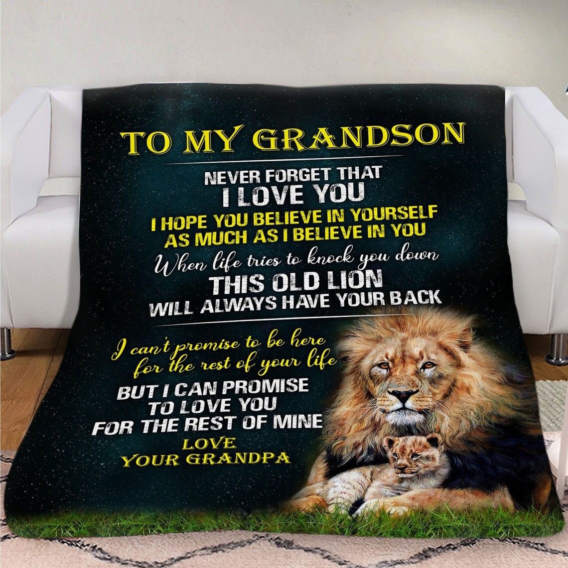To My Grandson Blanket Lion Blanket For Boy Gift From Etsy