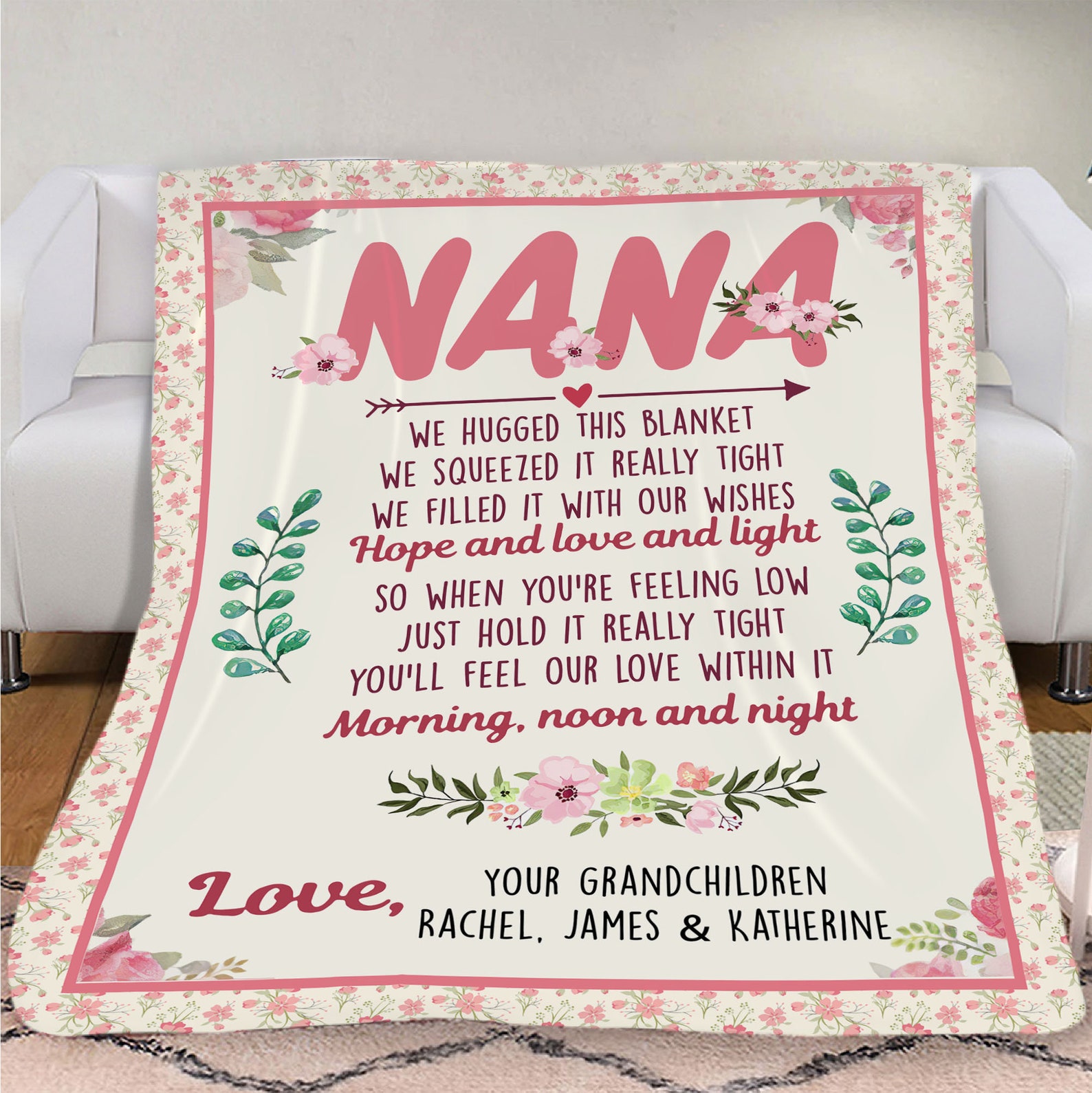 Personalized Nana Blanket Flower Blanket Gift For Grandma Etsy