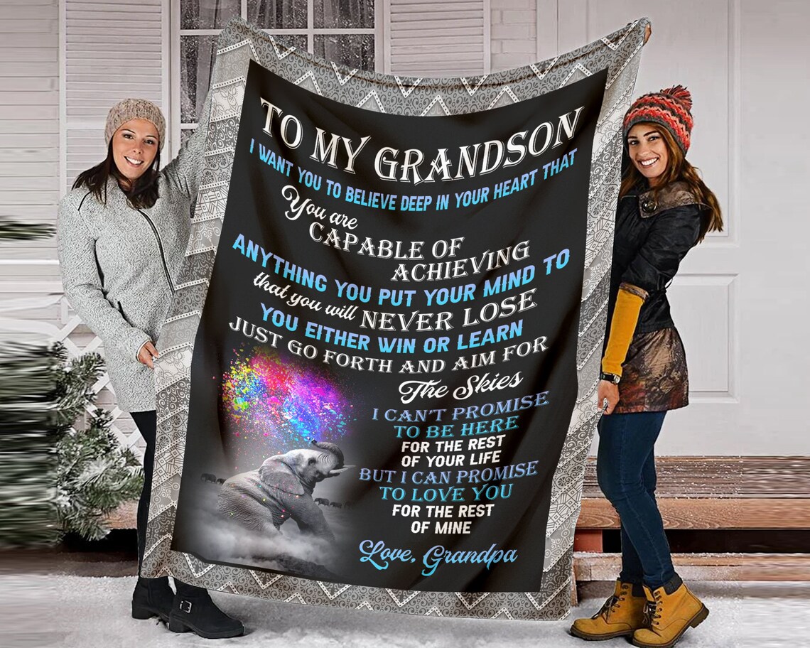 Personalized Blanket For Grandson Gift To My Grandson Etsy
