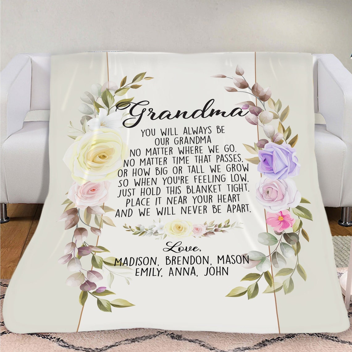 Customized Name Blanket Grandma Blanket Gift For Grandma Etsy