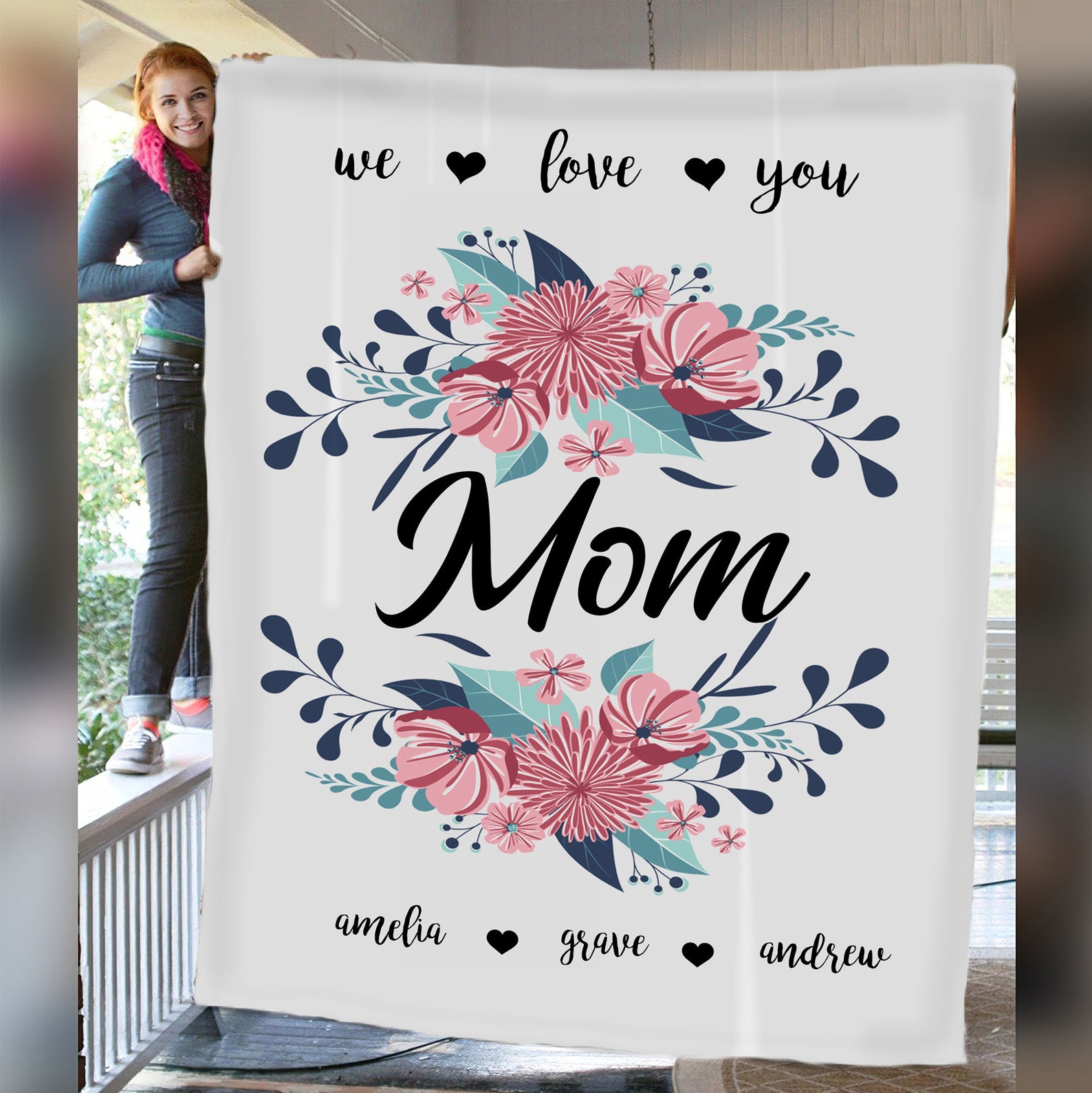 Personalized Mom Blanket Gift From Daughters And Sons Etsy
