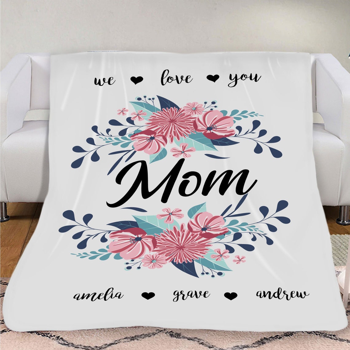 Personalized Mom Blanket Gift From Daughters And Sons Etsy
