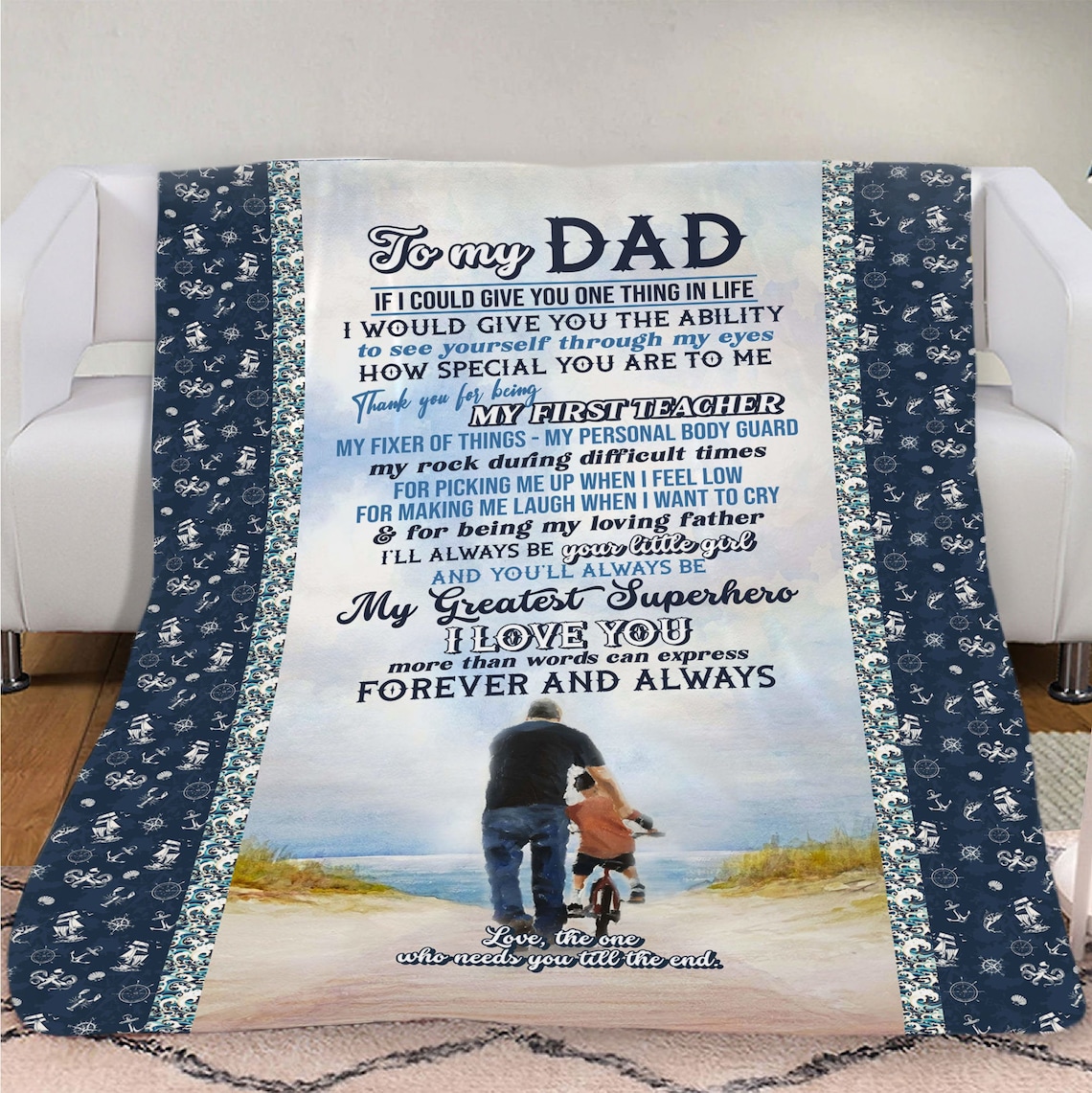 Personalized To My Dad Blanket From Son/Daughter To Dad Gift Etsy