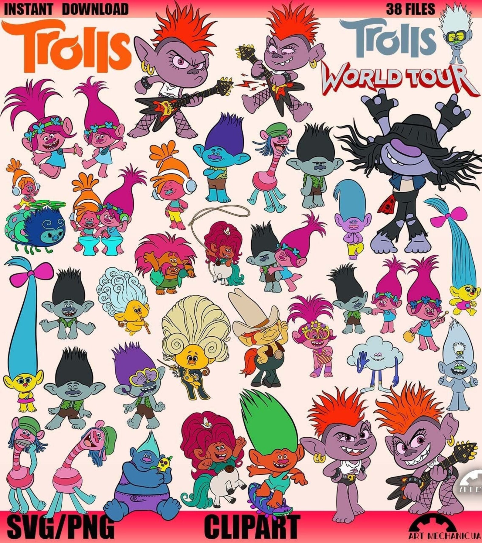 Download Bundle SVG PNG trolls layered files cutting printing shirt ...