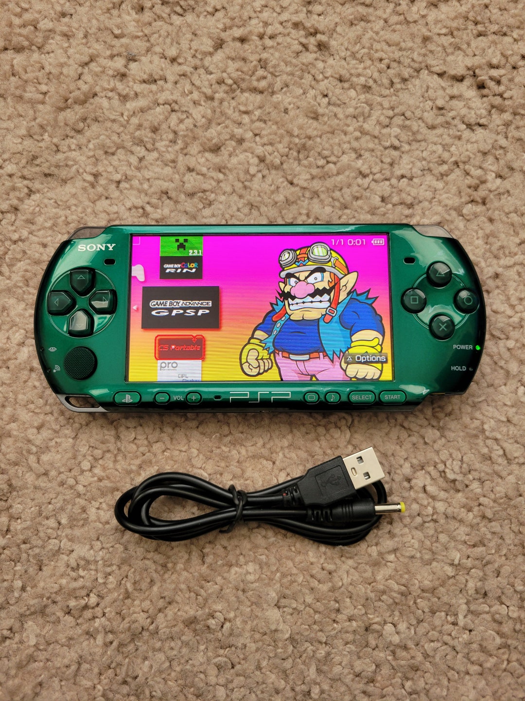 SONY PSP3001 3000 Handheld Console green 128GB Battery Etsy