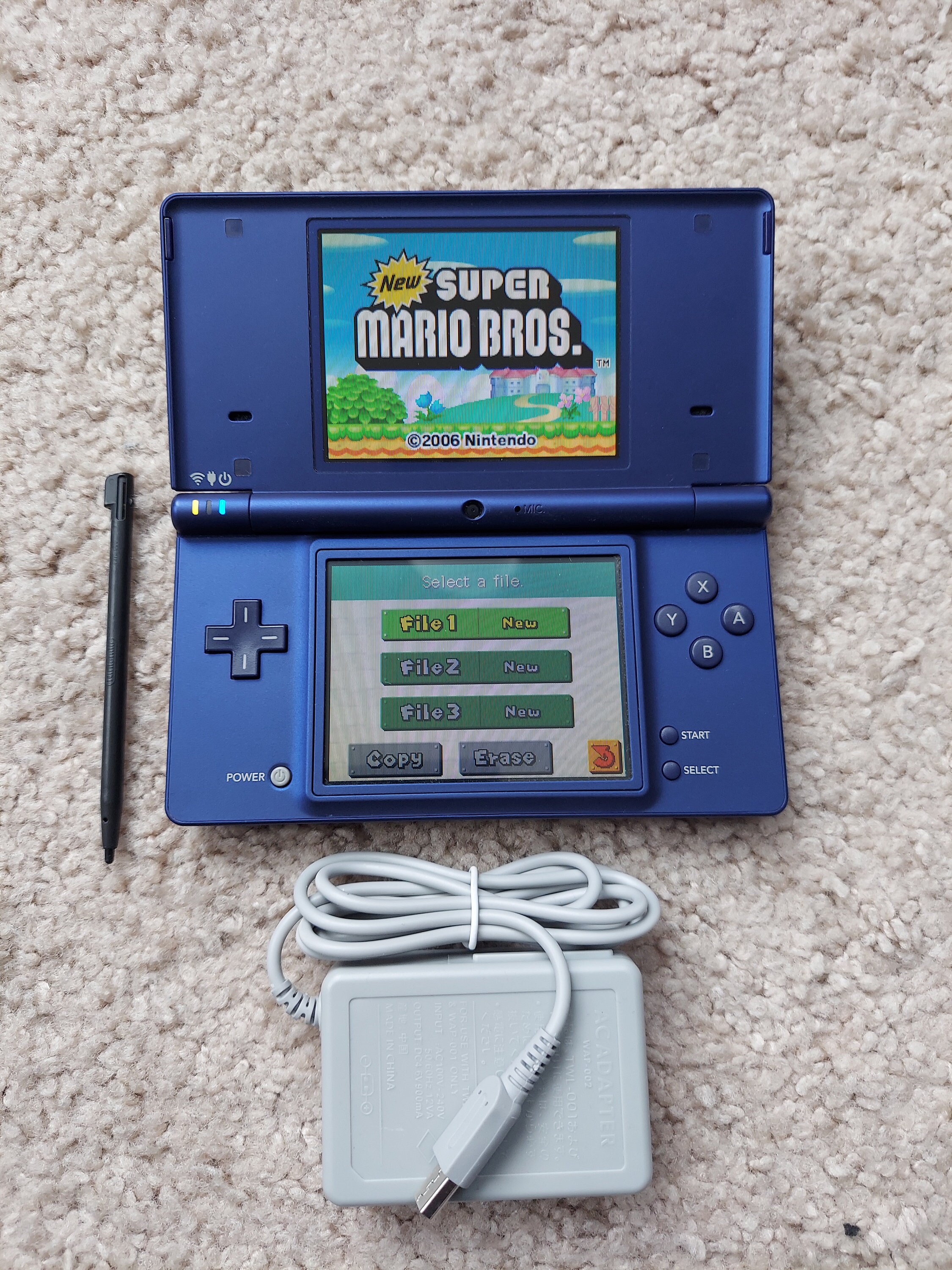 Nintendo DSi Console W/ New Super Mario TWL-001 Teal Blue Tested No Charger  