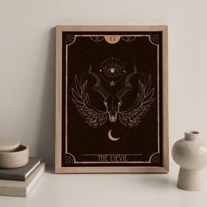 Arte imprimible, La impresión de definición del diablo, Impresiones de arte de pared, Impresión de cartas de tarot, Tarot, Descarga instantánea, Arte moderno, Impresión de amor, Arcanos mayores