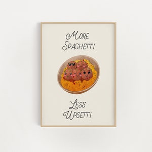 Spaghetti Wall Print, Retro Kitchen Wall Decor, Digital Download Print, Pasta Print, Spaghetti Poster, Printable Art, Trendy Wall Art