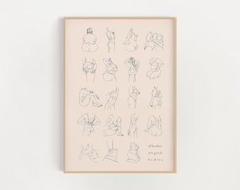body positivity print, beautiful bodies print, diversity art, women empowerment print, feminist art, body positivity art, body positive art