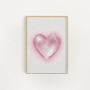 arte de pared de corazón rosa de moda, póster de muy buen gusto, decoración de apartamentos universitarios, estampado rosa acuarela, decoración de habitación coqueta, arte de pared femenino, DIGITAL