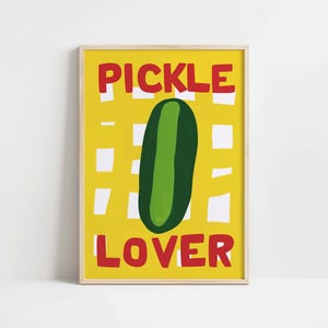 Arte de pared para amantes de los pepinillos: decoración de cocina divertida para entusiastas de la comida: impresión peculiar de pepinillos verdes para comedores e ideas de regalos únicas
