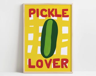Muurkunst augurk minnaar - grappig keukendecor voor fijnproevers - eigenzinnige groene augurkprint voor eetkamers en unieke cadeau-ideeën