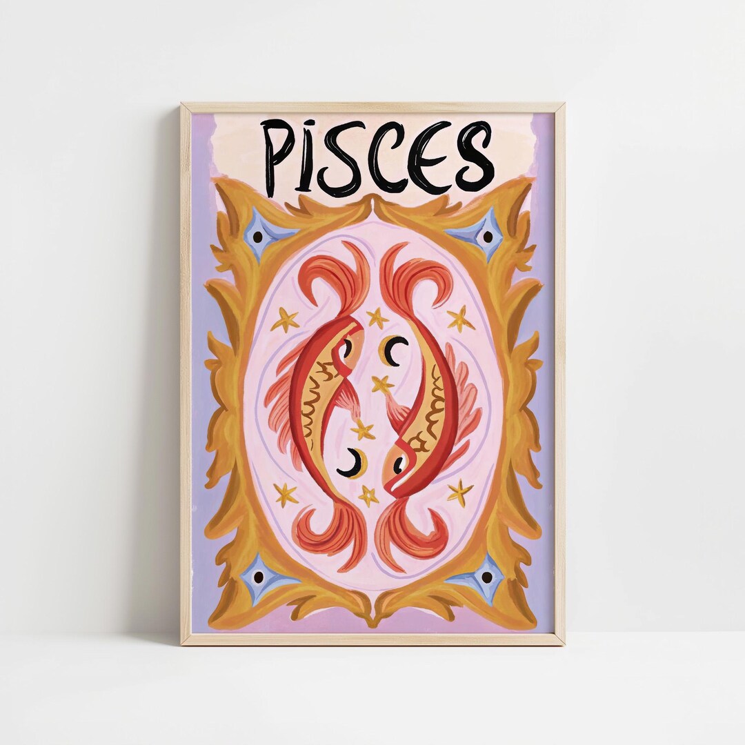 Pisces Zodiac Sign Wall Art Printable - Astrology Constellation Poster ...