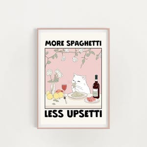 Spaghetti Wall Print, Retro Kitchen Wall Decor, Digital Download Print, Pasta Print, Spaghetti Poster, Printable Art, Trendy Wall Art