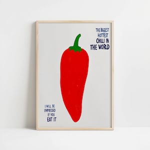 Hot Pepper Wall Art - Fun Red Chili Print for Kitchen Decor - Quirky Food Art for Dining Rooms, Spicy Lovers, and Culinary Enthusiasts