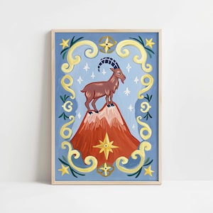 Capricorn Zodiac Sign Wall Art Printable - Astrology Constellation Poster - Digital Download - Boho Capricorn Decor - Birthday Gift Idea