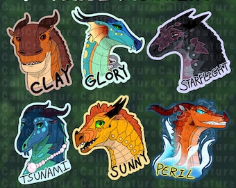 Wings of Fire: Dragonet Prophezeiung Arc Dragon Charakter Aufkleber (3 "Vinyl Stickers)