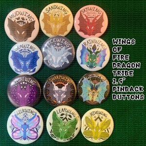 Wings of Fire Tribes: 1.5" Pinback Buttons