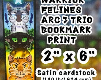 Warrior Felines: Arc Three Trio (2" x 6") 130 Ib. (192.4 gsm) Satin Cardstock Double-Sided Bookmark Print