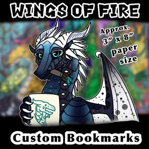 Custom — Made-to-Order — Hand-Drawn Wings of Fire Dragon Character Laminated Bookmarks image 1