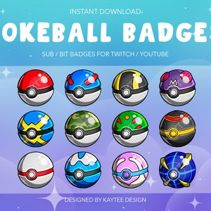 12x PokeBall Sub / Bit Badges Set for Twitch / YouTube