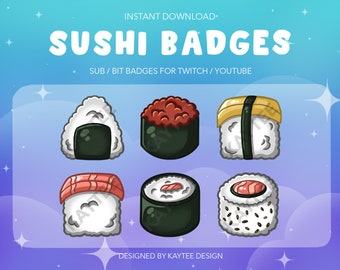 6x Sushi Sub / Bit Badges for Twitch / YouTube