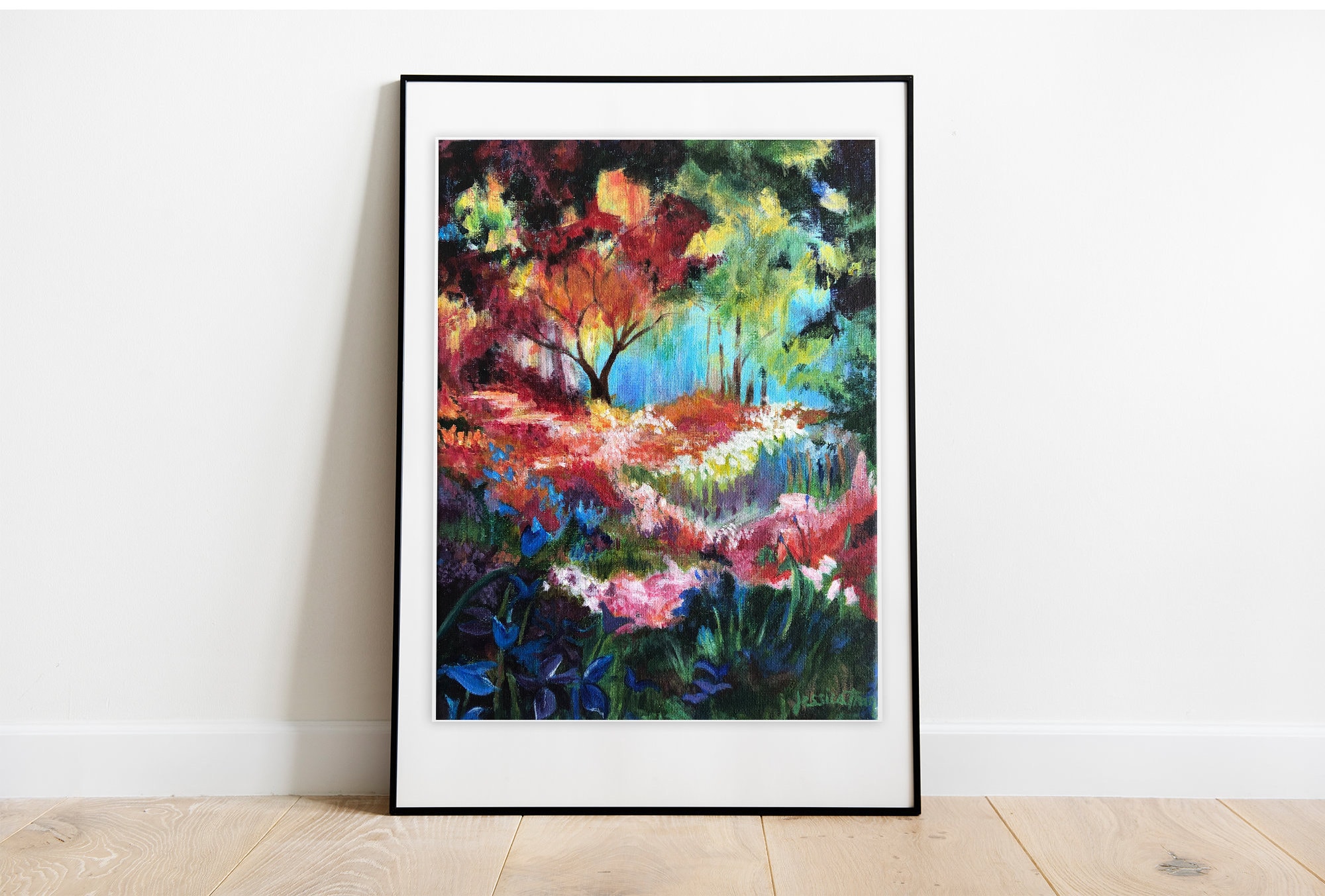 Rainbow Painted Frame- Into the Forest Print