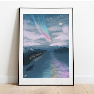 Your Name Comet, Printable, Your Name Anime, Fantasy Wall Art, Digital Painting, Ocean Print, Kimi no na wa, Your Name, Digital Download