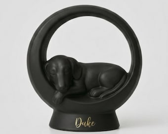 Personalized Dog Urn for Ashes, Dachshund Cremation Urn, Moon Dog Memorial Urn, Pet Loss Gift, Ceramic Dog Memorial