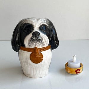 Handmade Ceramic Shih Tzu Urn: Pet Memorial Keepsake
