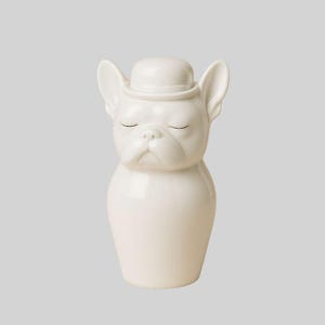 French Bulldog Ceramic Urn – Custom Pet Memorial with Hat Lid – Dog Ashes Keepsake – Handmade Outdoor Safe Cremation Jar – Limited Edition