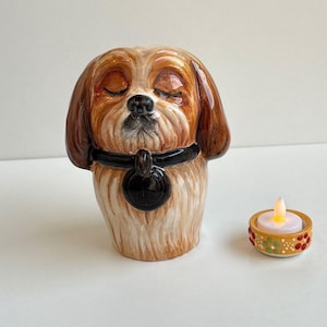 Shih Tzu Dog Urn, Custom Pet Urn, Ceramic Keepsake, Pet Loss Gift, Urna Para Cenizas De Perro,Tierurne Hund,Urna Per Cane Personalizzata