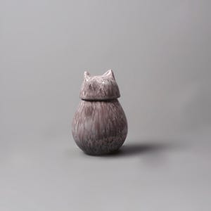 Handmade Gray Color Cat Urn | Ceramic Pet Urns | Memorial Keepsake | Urna De Cenizas