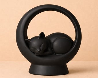 Urna Luna Rest Black Cat na prochy | Urny na pamiątkę dla zwierząt | Prezent dla zmarłego zwierzaka
