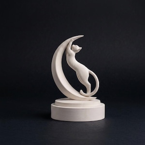 Personalized Cat Urn, 23 cm High-Fired Ceramic Moon Design