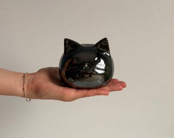 Mini Urn for Cat Ashes | Metalic Green | Ceramic Pet Urns | Katzenurne | Urna Para Gato
