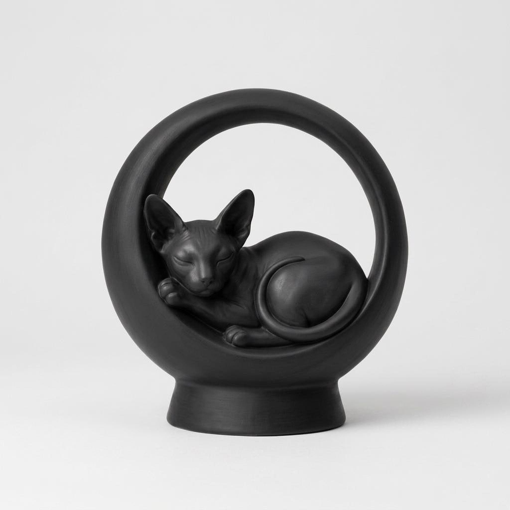 Personalized Sphynx Cat Memorial Urn - Handmade Ceramic Pet Ashes Urn