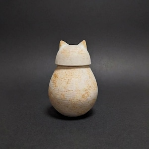 Urna personalizada para gatos, 19 cm, cerámica moteada, recuerdo con tapa en forma de orejas de gato.
