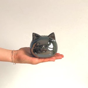 Metallic Green Mini Urn for Cat Ashes | Ceramic Pet Urn | Memorial Keepsake | Katzenurne, urna para gato, urna gatto, katten urn, katteur