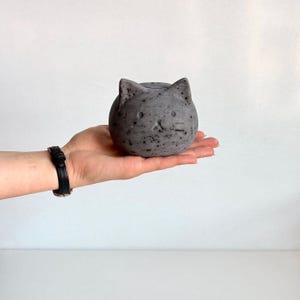 Handmade Black Ceramic Cat Urn: Minimalist Pet Ashes Keepsake
