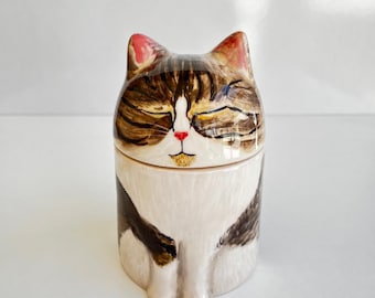 Handmade Ceramic Memorial Cat Urn | Personalized Pet Ashes Keepsake | Multipurpose Box