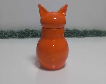 Hand-Crafted Decorative Ceramic Urn Orange Color | Cat Urn | Pet Urn | Ash Urn For Pet