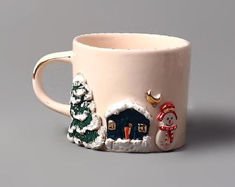 Customizable Mug, Ceramic Christmas Mug with Gold Luster, 13 Oz