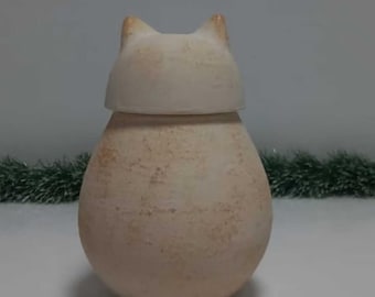 Ceramic White Cat Urn | Pottery Pet Urns | Memorial Ashes Jar | Urne Pour Animaux
