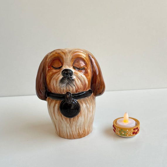 Shih Tzu Dog Urn, Custom Pet Urn, Ceramic Keepsake, Pet Loss Gift