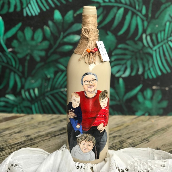 Custom Painting From Photo On Bottle Gift For Mother | Bottle Gift For Father | Personalized Bottle Gift | Gift for Wife