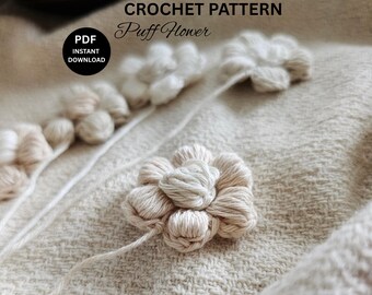 Crochet Puff Flower Pattern: Easy Beginner PDF Download
