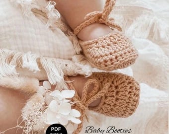 Crochet Baby Booties Shoes Pattern, Newborn, Ballerina Style, Beginner Friendly (PDF Download)