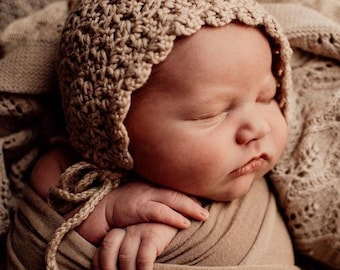 Gorro de bebé tejido a mano – Algodón de bambú, accesorio para fotos de recién nacidos