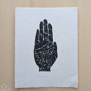 Hand Linocut on Lokta Paper, 8.5&quot;x11&quot; - Blockprint, Relief Print, Hand Art, Anatomy Art, Astrology Gift, Wall Art, Fortune Teller, Tarot